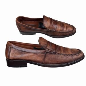 Franco Cuadra Shoes Mens Size 27.5 Brown Leather Loafers Slip‎ On Shoes